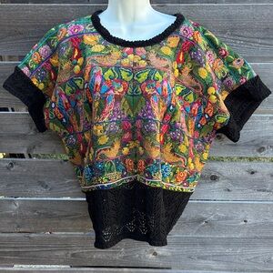 Guatemalan Huipil hand embroidered and hand woven Colorful Women's Top
